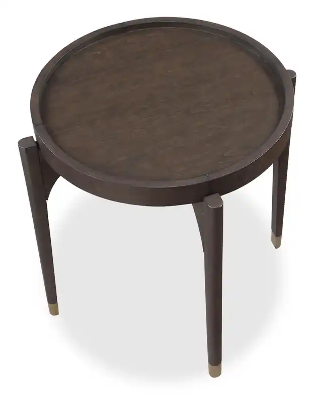 24 Modern Round End Table - Dark Brown Birch