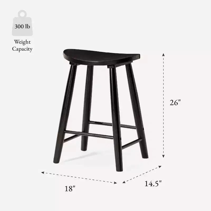 Backless Wooden Counter Stool with Faux Leather Seat – 25