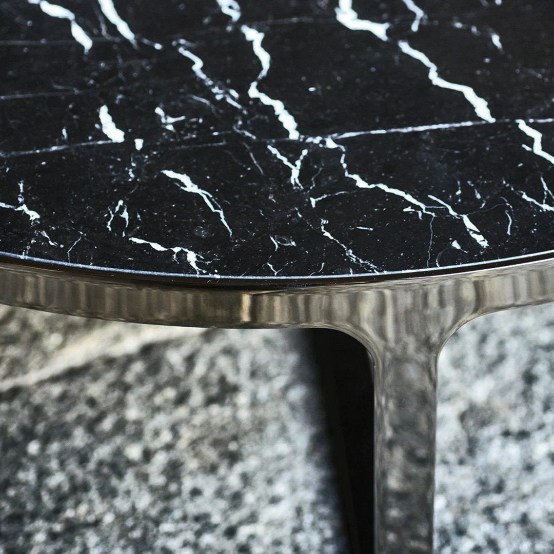 Minimalist Marble Coffee Table with Open Metal Cage Base for Living Room
