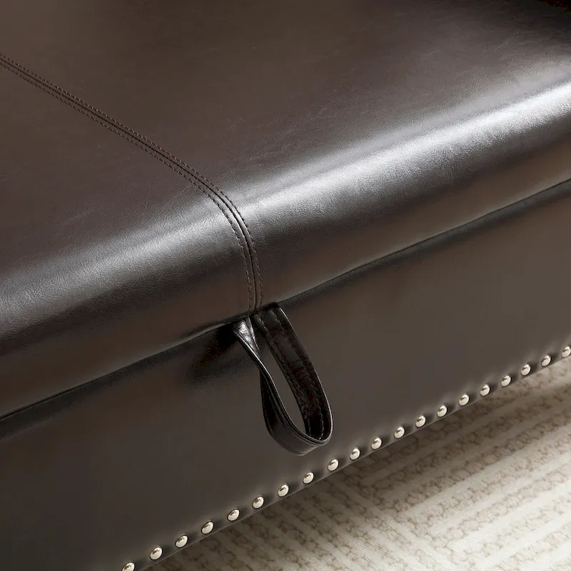 63 PU End of Bed Bench Flip Top Entryway Ottoman with 1 Pillow