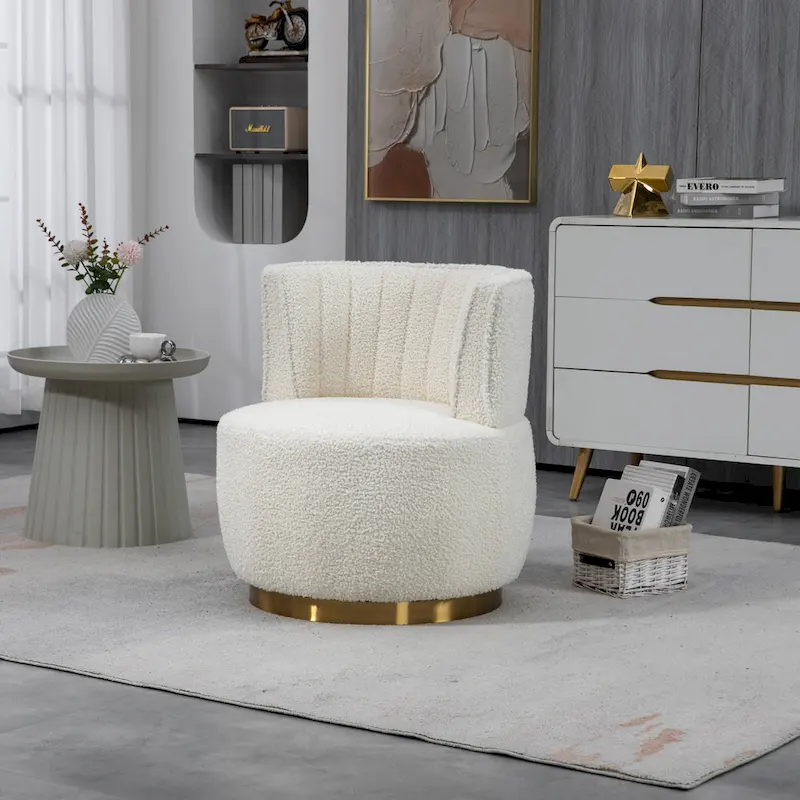 HOMEFUN Velvet Upholstered 360 Degree Swivel Armless Round Barrel Chairs