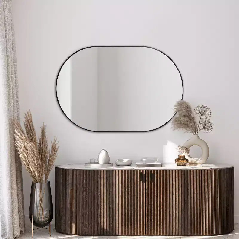 JONATHAN Y Milly Oval Metal Framed Wall Mirror
