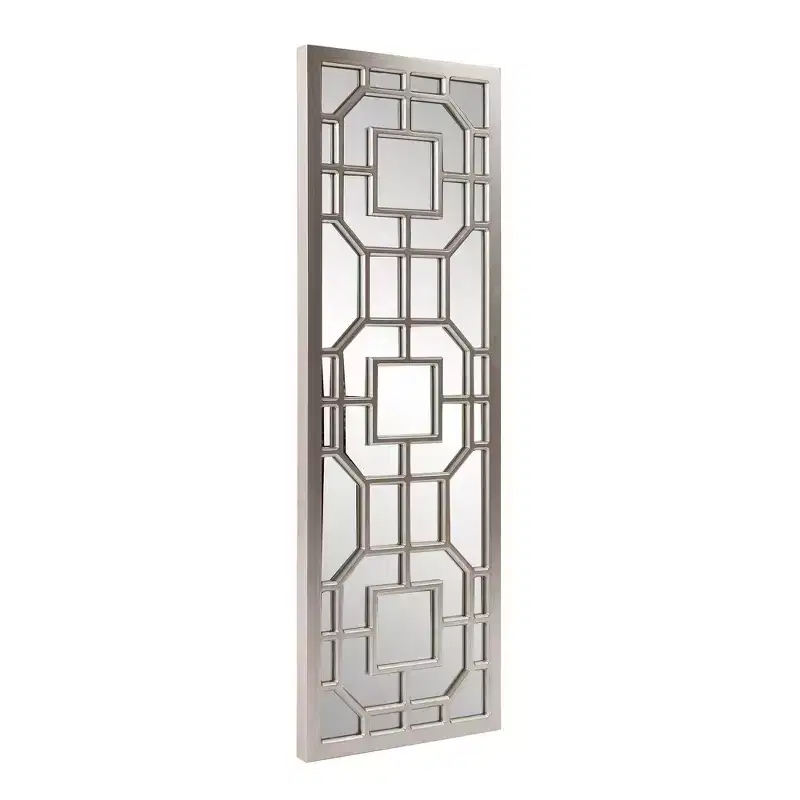 46.5"x15.75" Framed  Mirror Antique Silver: English Style, MDF, Wall Mount