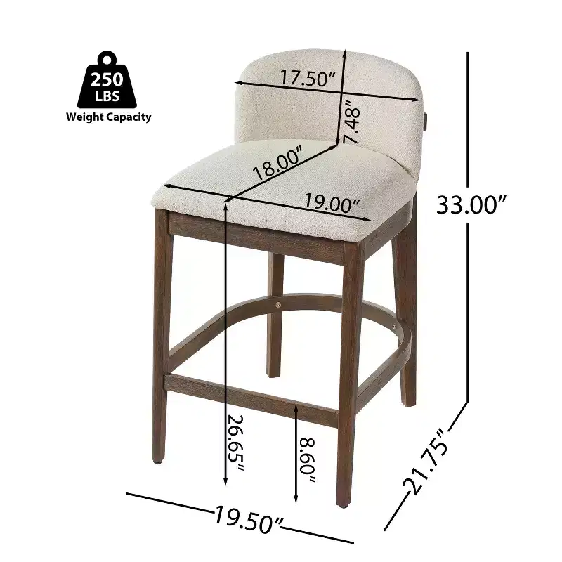 Christopher Knight Home Stephanie Farmhouse Rubberwood Upholstered Counter Stools with Curved Backrest (Set of 4)