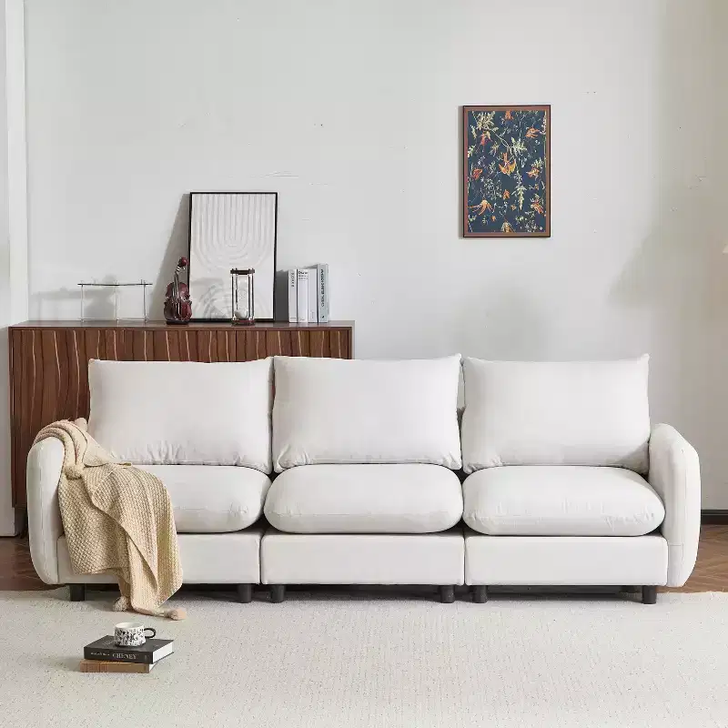 Christopher Knight Home Acker 99.5 Modern 3 Seater Upholstered Sectional Sofa, White