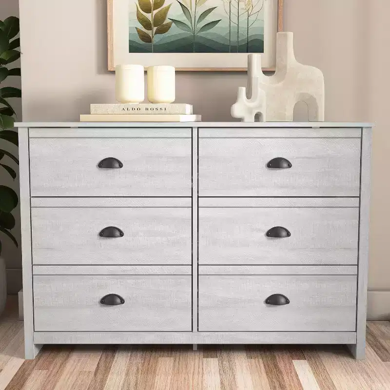 6 Drawer Dresser (Interlock) - Dusty Grey Oak