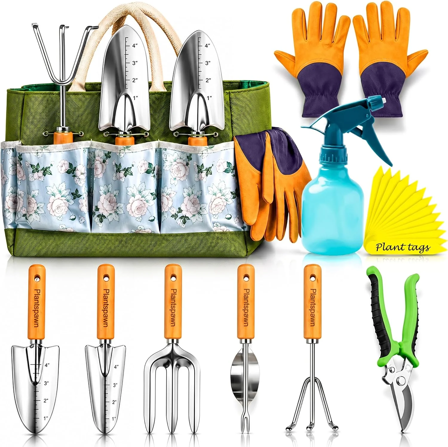 8-Piece Heavy Duty Stainless Steel Garden Hand Tools Set with Tote Bag