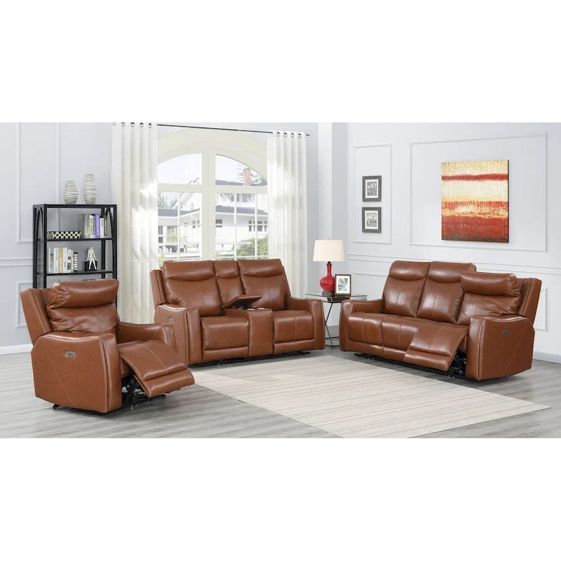 Steve Silver Newport Power 3-Piece Top Grain Leather Reclining Upholstery Set