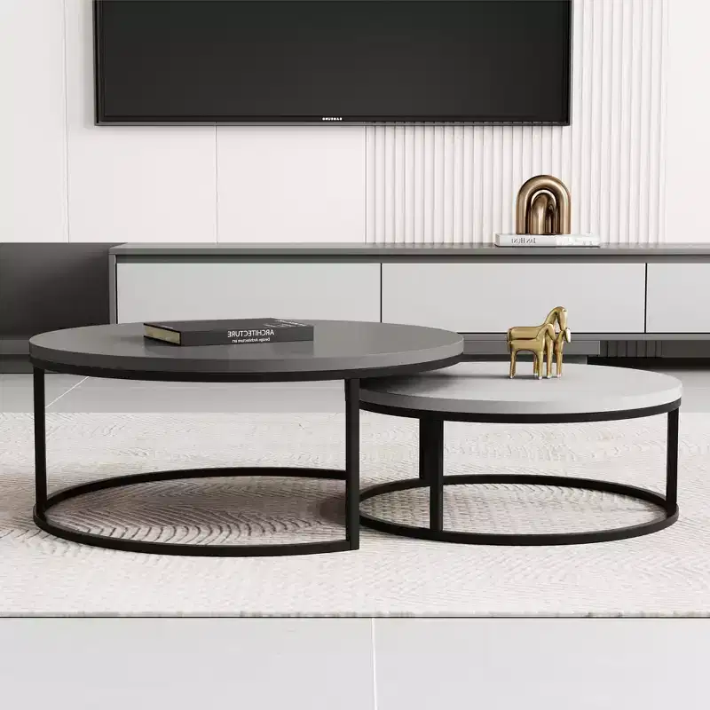 Modern Gray Nested Round Coffee Table