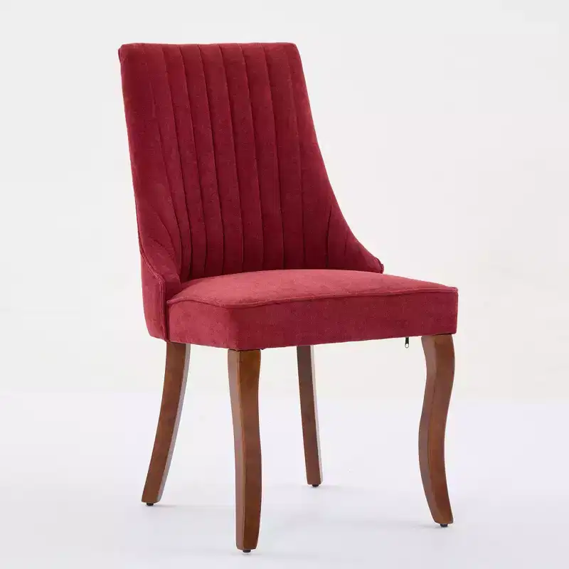 CLIHOME Set of 2 Rayon Cloth Flocking Linen Dining Chairs Channel Kitchen Dinner Chair Comfy Fabric Upholstered Accent Chair