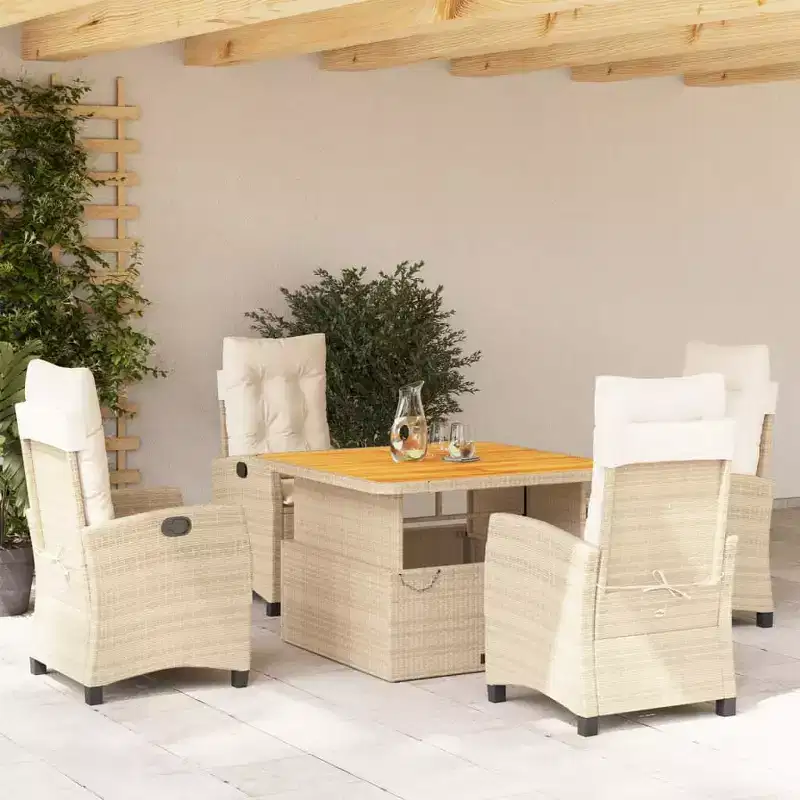 vidaXL Garden Dining Set Beige and Brown