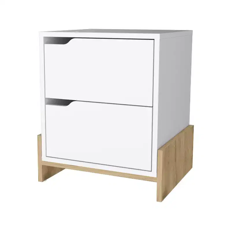 Stylish Functional 2 Drawer Nightstand for Bedroom Living Room