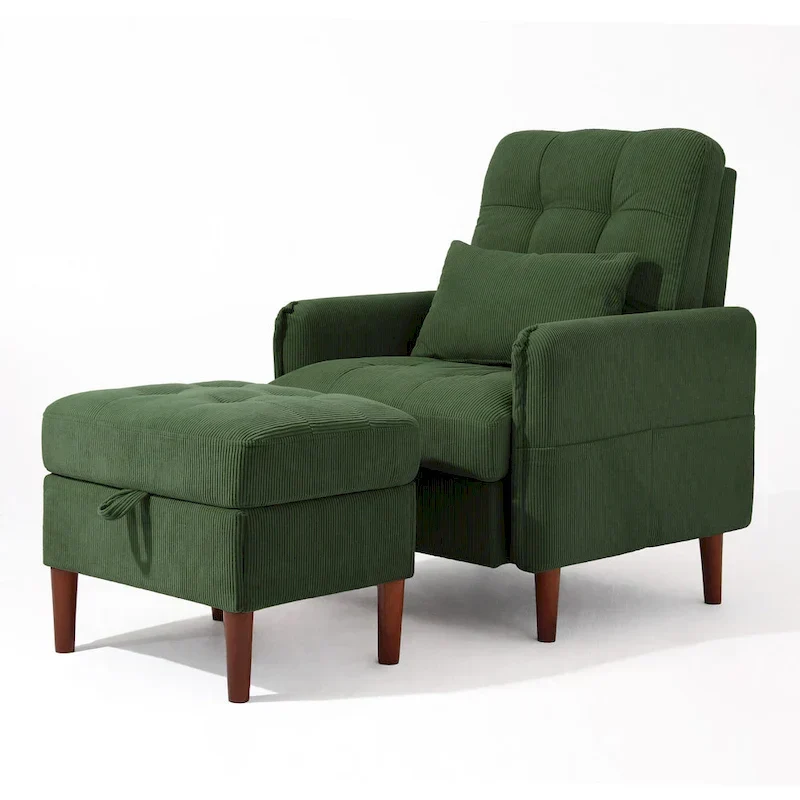 UIXE Modern Lounge Chair Accent Chair and Stroage Ottoman With Adjustable Backrest
