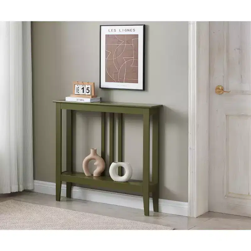 Narrow Console Table with Open Shelf & Reinforced Beams, Entryway & Hallway, 36in