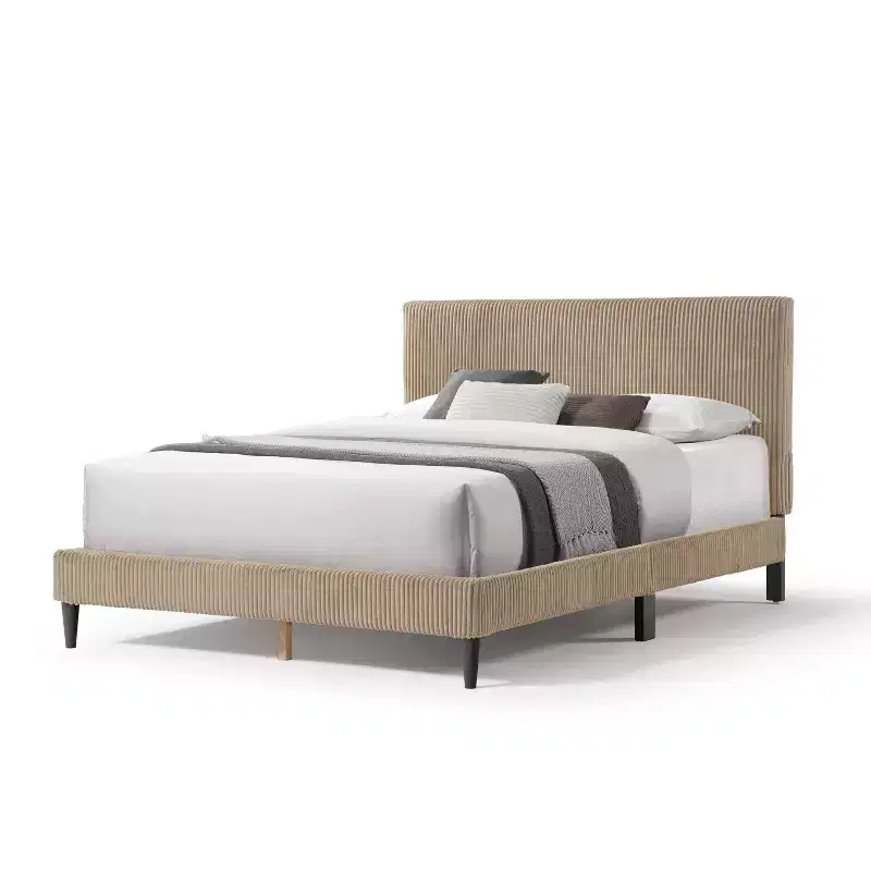 miBasics Beckman Queen Platform Bed Corduroy Upholstered with Removable Cover