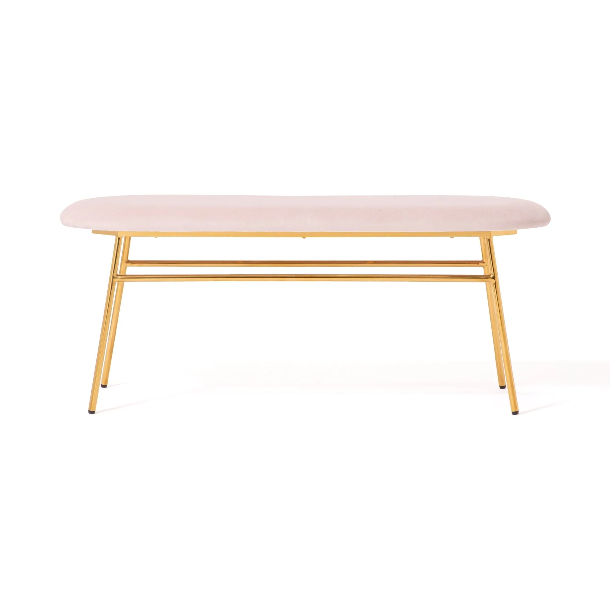 Pink & Gold Upholstered Accent Bench