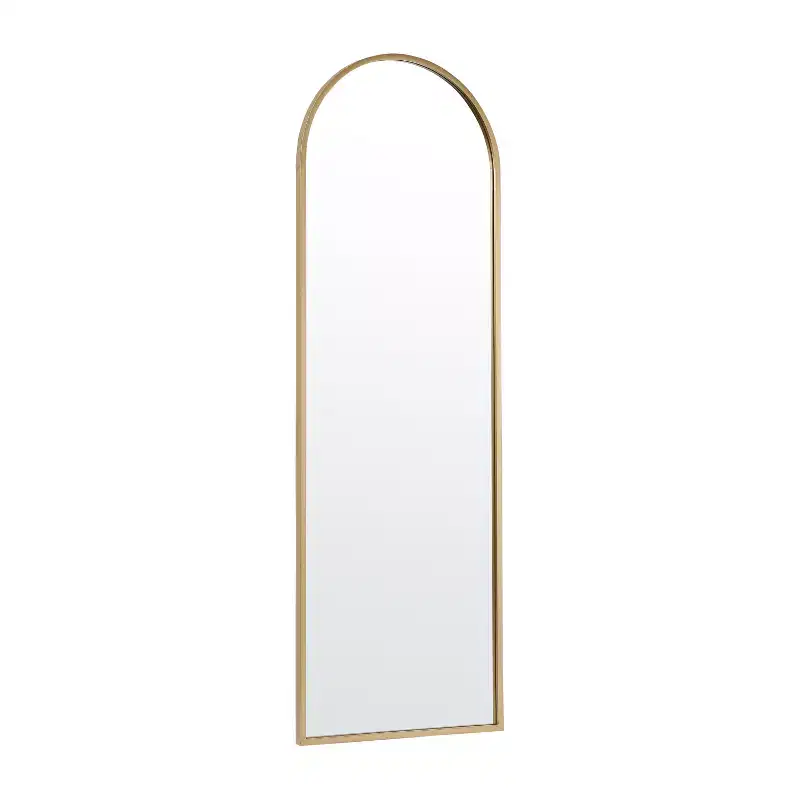 Arched Metal Framed Wall Mirror - 30x20 Inch, Modern Silver