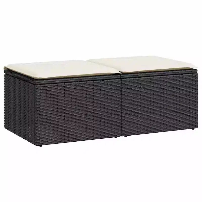vidaXL Garden Sofa Set, Outdoor Poly Rattan Modular 2-Piece Patio Furniture with Cushions, Multiple Colors
