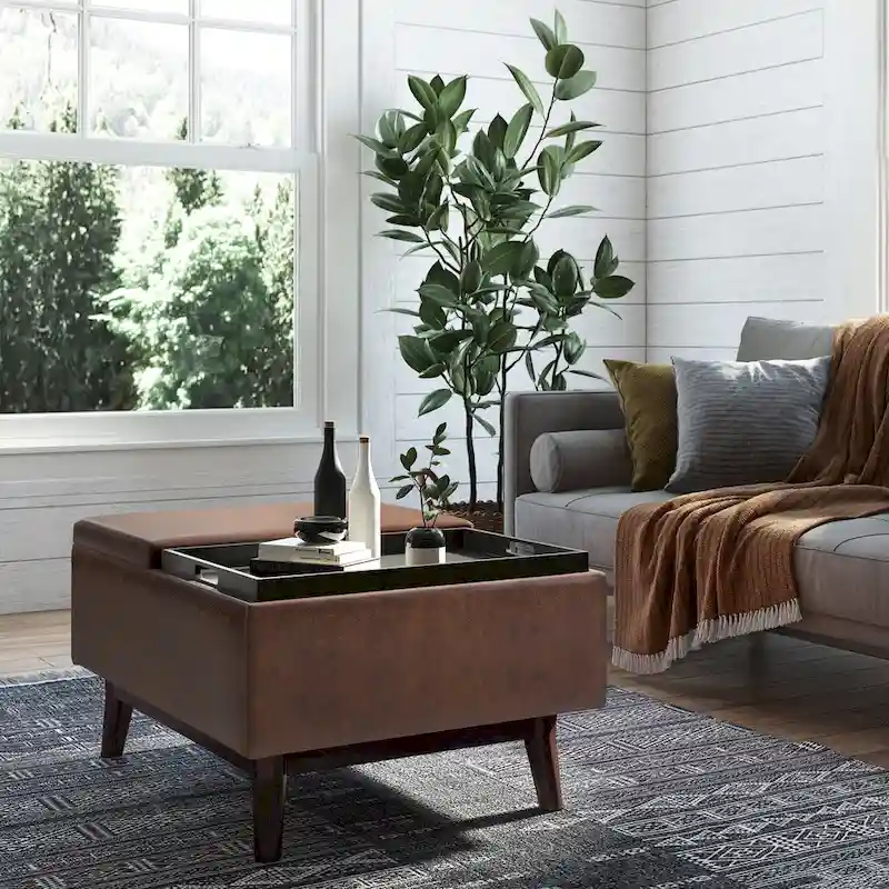 WYNDENHALL Ethan 34 inch Wide Mid Century Modern Rectangle Table Ottoman