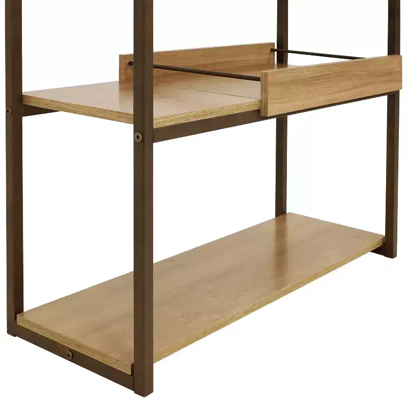 Sunnydaze Industrial-Style, 3-Shelf Sofa Table with Removable Serving Tray - Brown - 28.25 in
