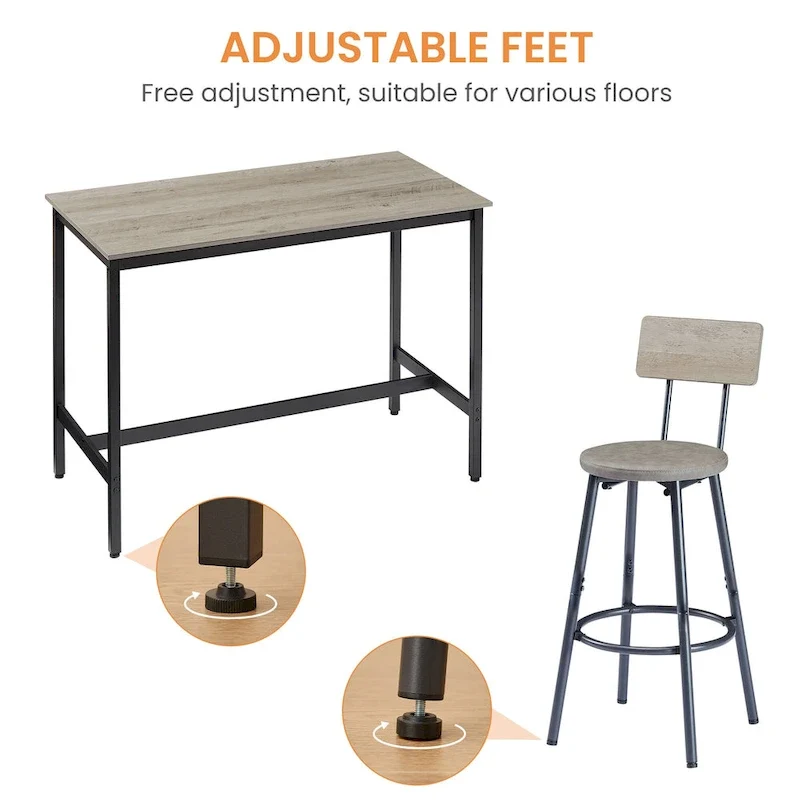 7-Piece Bar Table and Chairs Set with PU Leather Stools
