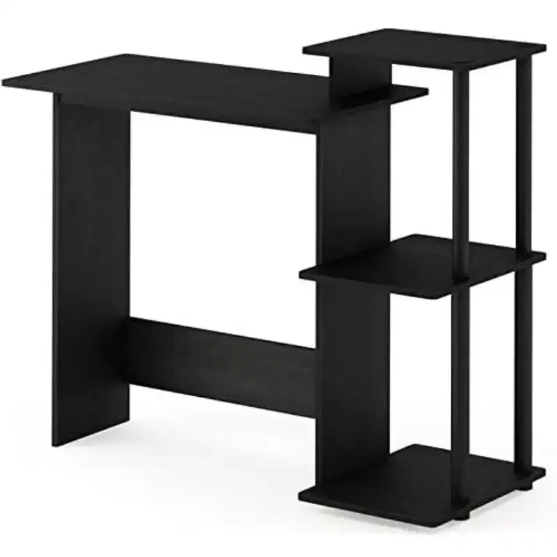 Furinno Modern Computer Desk Home Office Writing Study Laptop Table Workstation with CPU Stand & Open Storage Bookshelf,Americano/Black