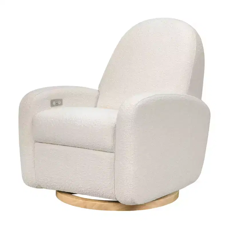 Electronic Recliner and Swivel Glider with USB Port, Boucle Fabric, Nursery Chair