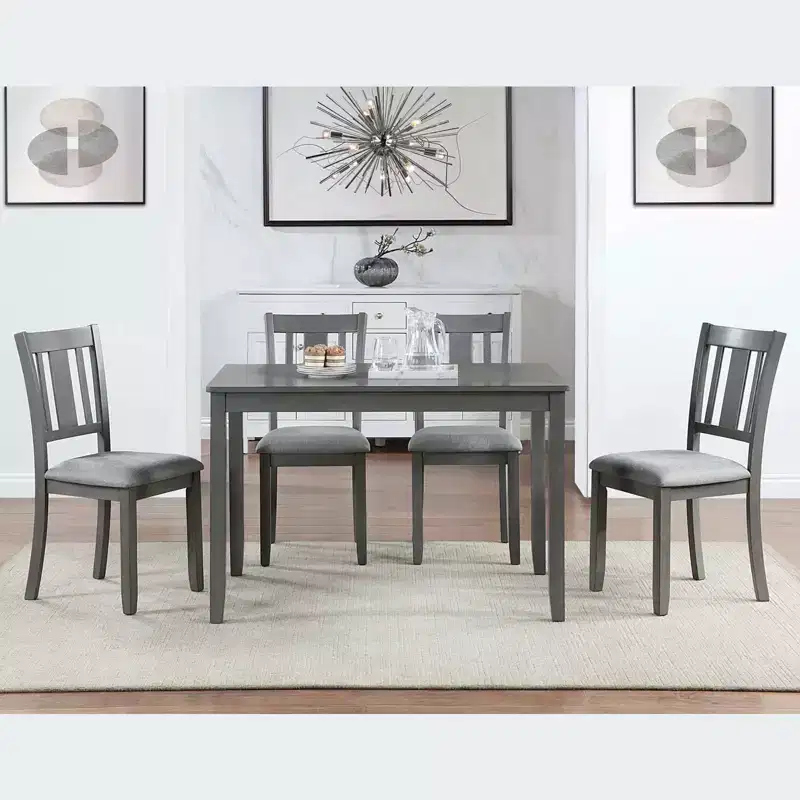 MAYEERTY Wooden Rectangular Dining Table Only, Gray 4-Person Kitchen Table for Small Space