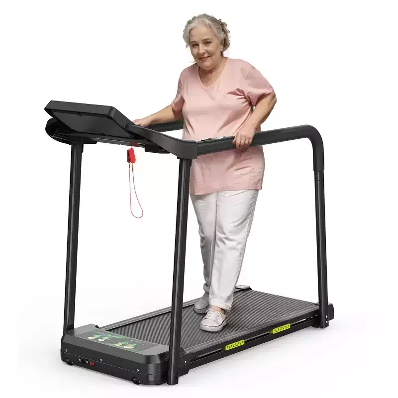 Whisen Walking Pad Treadmill for Senior, Foldable Exercise Machine with Stable and Safe Structural Design- Black