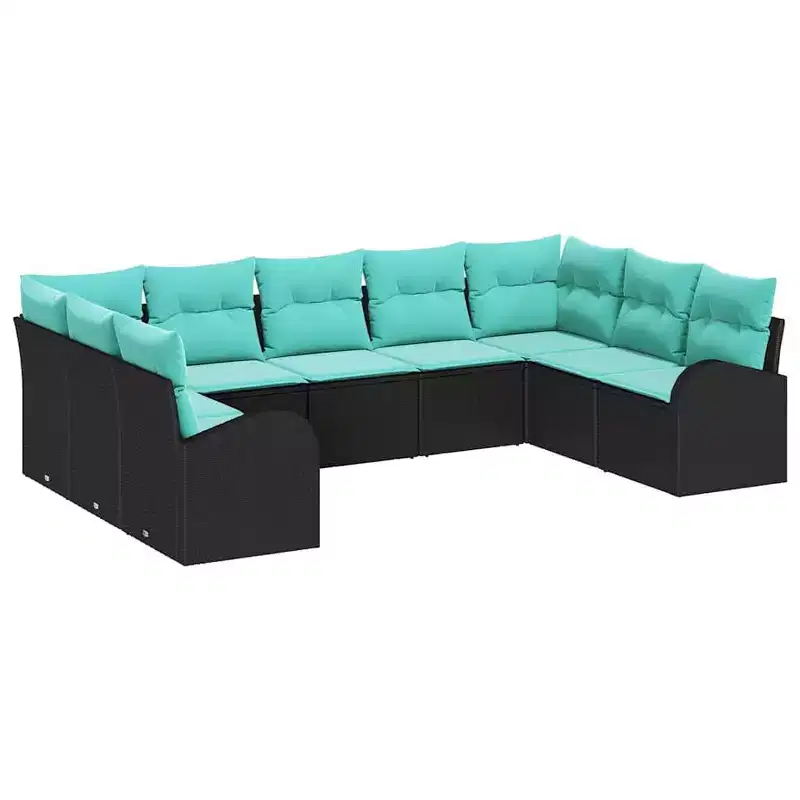 vidaXL Garden Sofa Set 9 pcs Brown Poly rattan - Brown Without Table