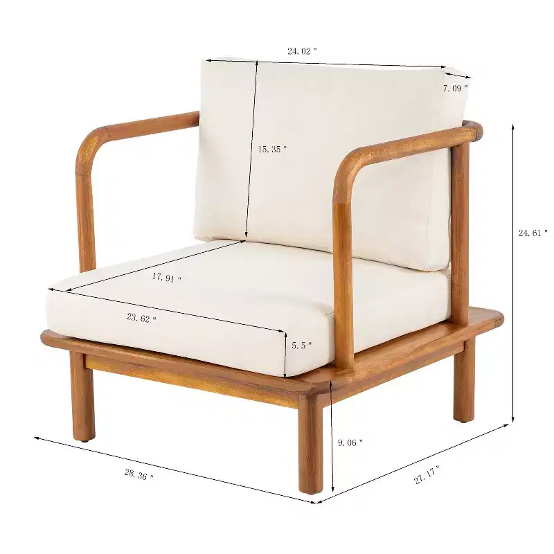 Christopher Knight Home Wyren Farmhouse Patio Acacia Wood Club Chair with Cushion