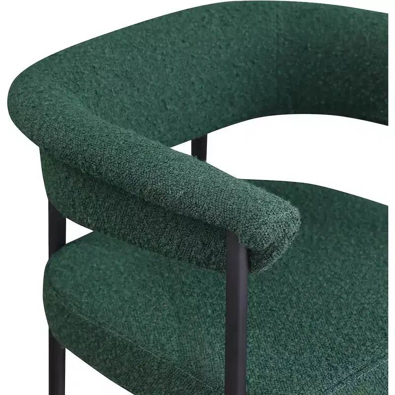Green Velvet Counter Stool with Arms, Set of 2