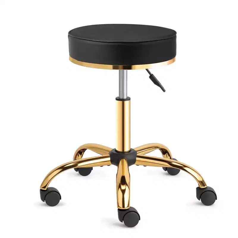 Round Swivel Stool with Adjustable Height and Wheels