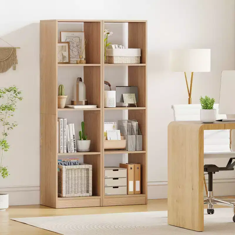 Costway 2PCS 5-Tier Bookshelf Corner Bookcase Storage Display Organizer w/ 4 Cubes