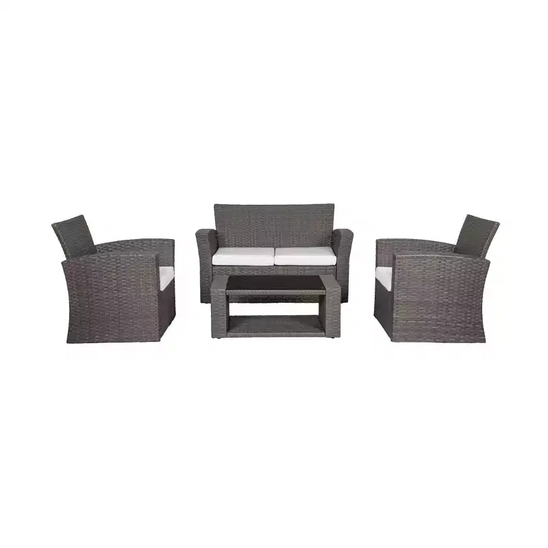 WestinTrends 4 Piece Outdoor Wicker Rattan Conversation Sofa set with Coffee table