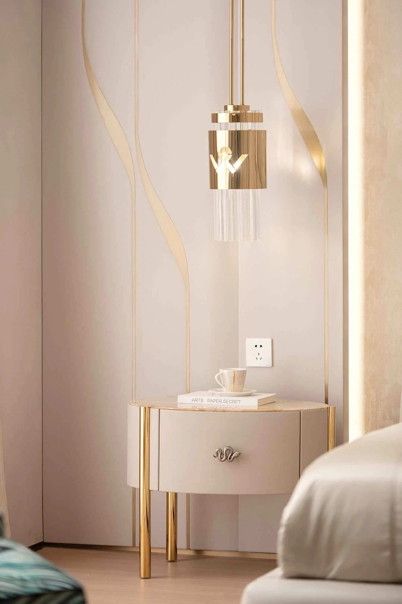 Modern Design Bedside Table with Functional Storage