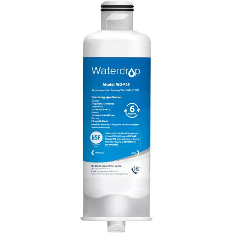 Waterdrop DA97-17376B Refrigerator Water Filter Replacement for Samsung HAF-QIN/EXP, DA97-08006C, RF28R7201SR,NSF 42 and 372 certified1 Pack