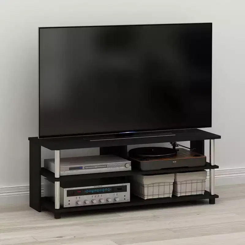 Furinno 3-Tier TV Stand for TVs up to 48 TV Console Table Entertainment Center w/Open Storage Shelves,Americano