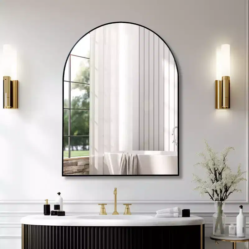 30 x 40 Arched Decor Wall Mirror, Large Modern Aluminum Alloy Frame Vanity Mirror for Entryway & Bathroom