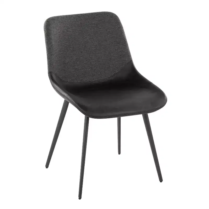LumiSource Set of 2 Outlaw Two Tone Fabric Accent Chairs Black Metal/Black PU/Gray