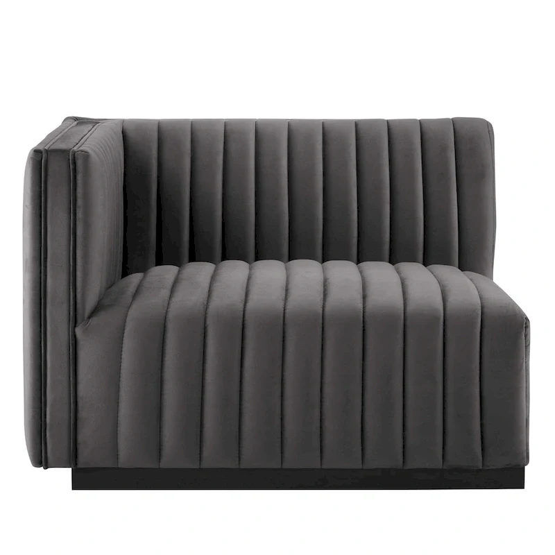 Channel Tufted Velvet Upholstered Sofa