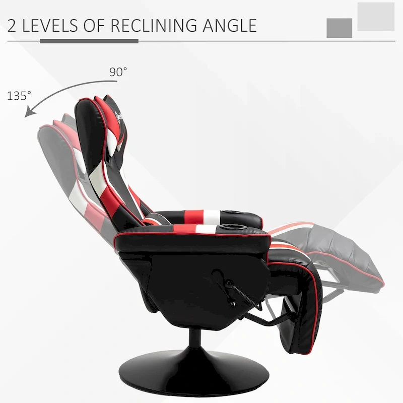 Vinsetto Race Video Game Chair with Reclining Backrest and Footrest, Headrest, and Cup Holder