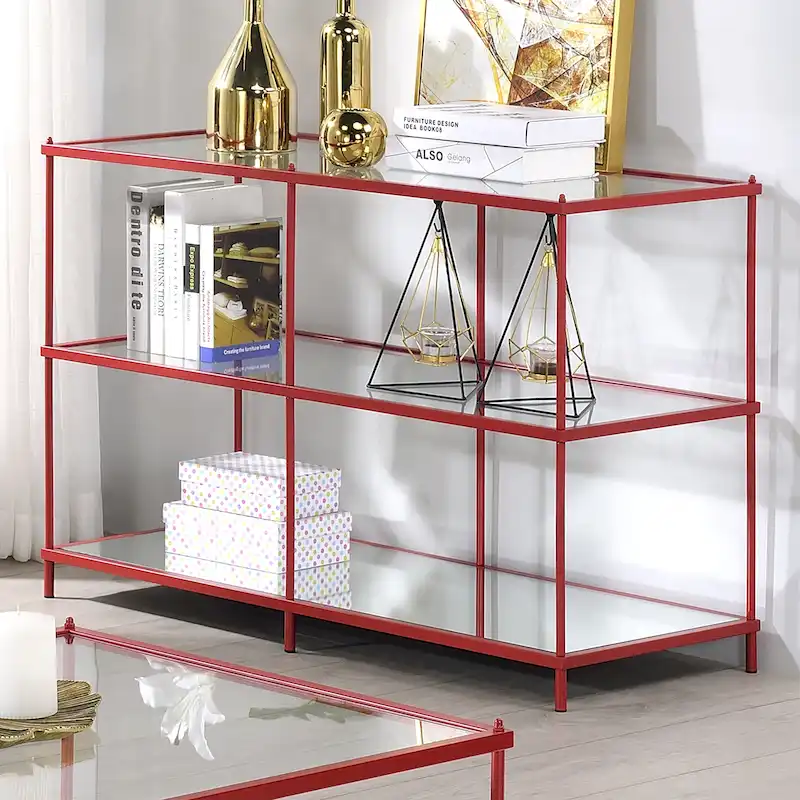 Contemporary 42-inch Glass 2-Shelf Sofa Table