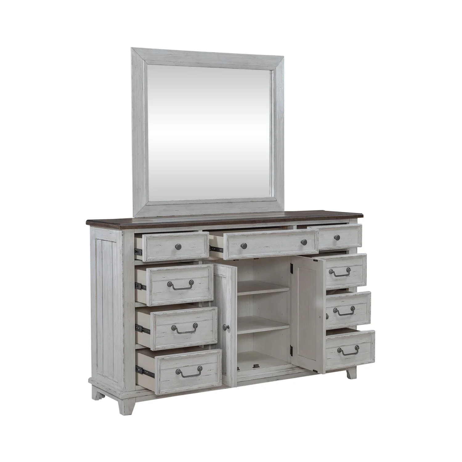 Dresser & Mirror - Riverstone White & Tobacco — Cottage & Farmhouse Living strikes the perfect balance of life on the coast and a