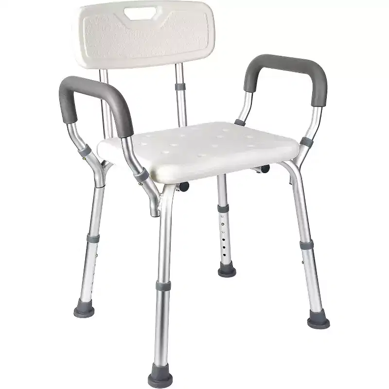 COZONY Shower Chair with Padded Armrests, Adjustable Height Shower Bench 350LB Capacity