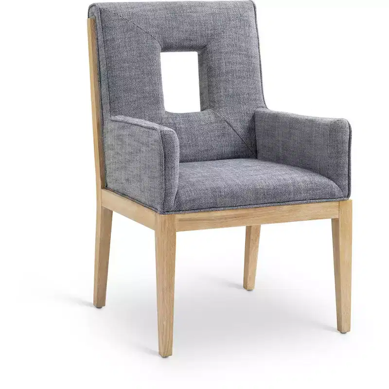 Meridian Furniture,Gwendolyn Linen Textured Fabric Dining Arm Chair