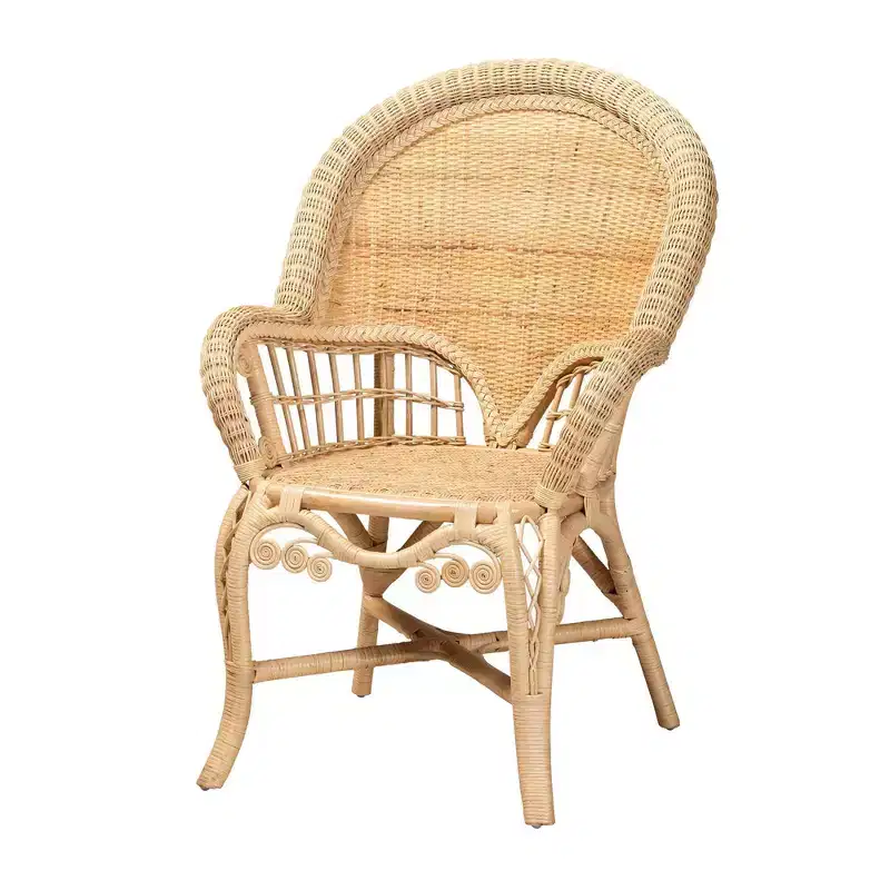 bali & pari Ratu Rattan Accent Chair: Handcrafted, Bohemian Design, No Assembly Required