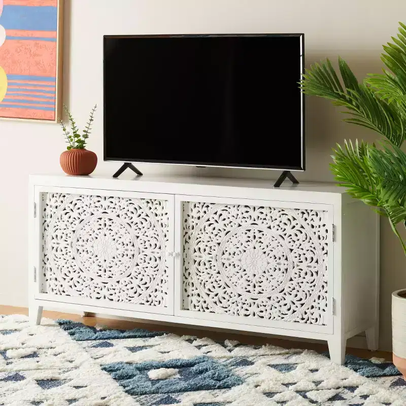 Raura 2 Shelf 2 Door Media Stand - MED5300 - White Washed - Safavieh