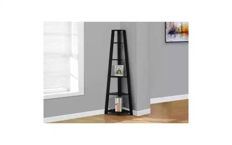 TUYOHW Modern 5-Tier Wood Corner Bookshelves,Bookshelf with Fixed Tray Style shelf,Storage Racks,Lightweight Bookcases for Living Room,Office