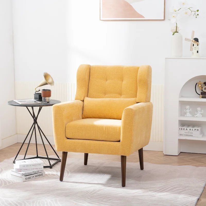 Chenille Fabric Accent Chair with Arm